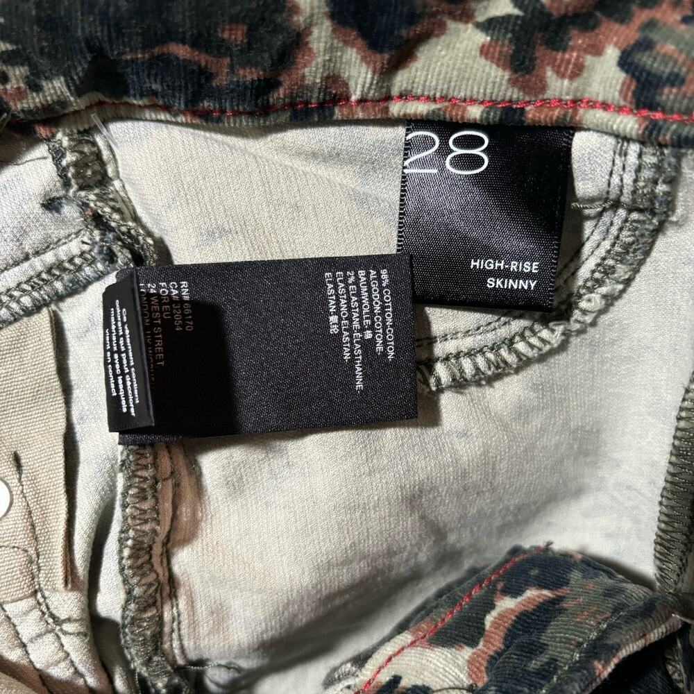 NWT Anthropologie Pilcro High Rise Camo Floral Corduroy Skinny Leg Pant Size 28 - Picture 7 of 8